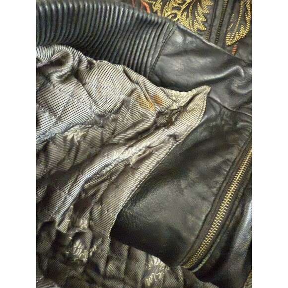 Al Wissam SCARFACE AL Pacino Embroidered Leather Jacket 52 RARE Bomber Black Men - Picture 15 of 16